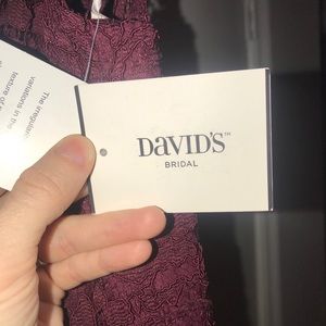 David’s Bridal Lace Long Dress in Wine Size 6
